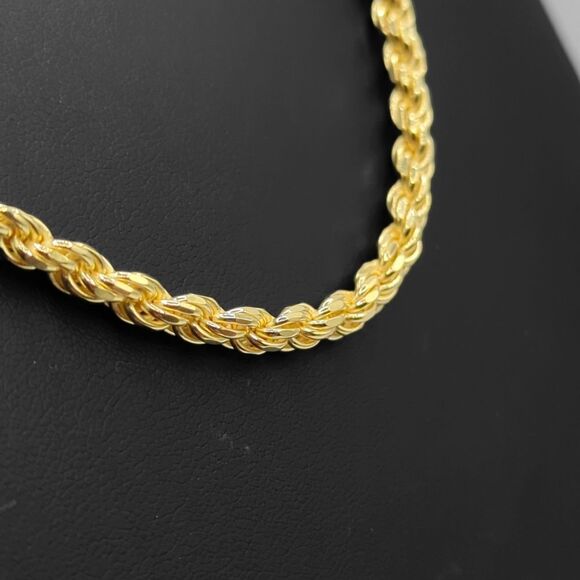 22" x 5mm 14K Vermeil Yellow Gold Finish Over S925 Sterling Silver Rope Chain. - Picture 10 of 14